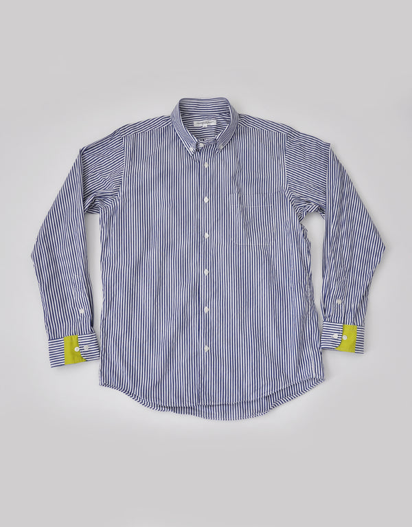 ブロードストライプの袖口切替シャツ